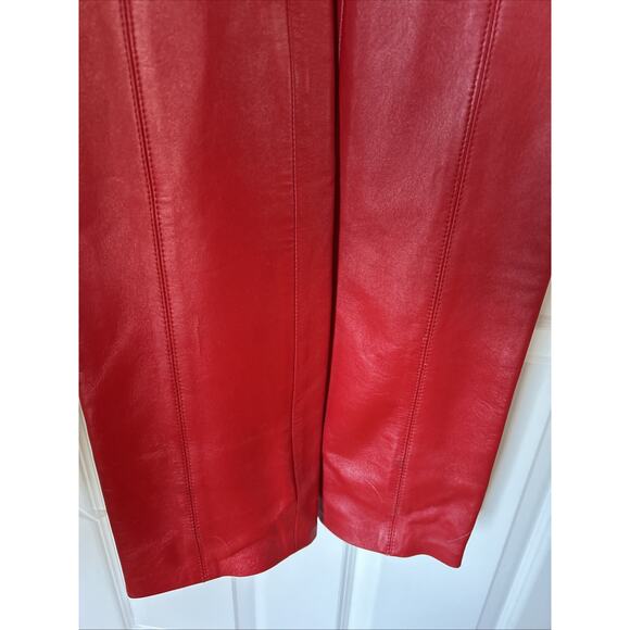 Women's pants real leather Red suede waistband ankle zip lined New 29 X 35 gromt - Picture 4 of 16